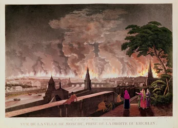 Fire in Moscow, September 1812, engraved by Gibele